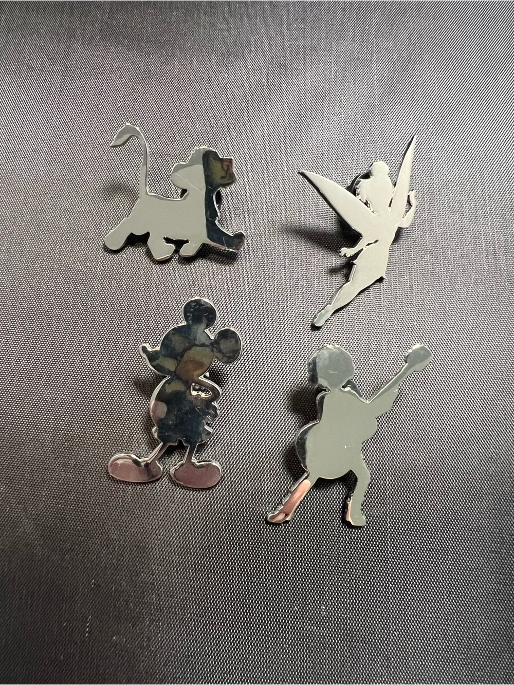Disney 100 Character Silhouette Pin Set of 4 Mickey Tinker Bell Simba Miguel LE